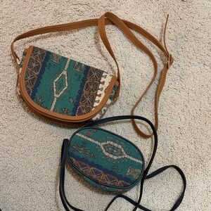 VINTAGE CANVAS CROSS BODY BAGS- Bohemian Patterned Crossbody Bag Set (2 bags)